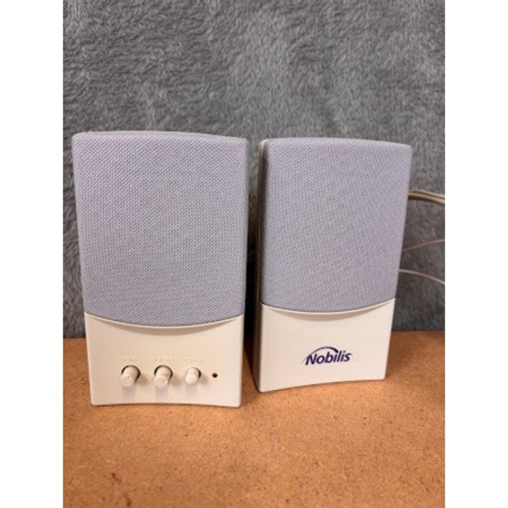 Nobilis Multimedia Speaker System Gray Vintage Desktop Computer Speakers 10W AC